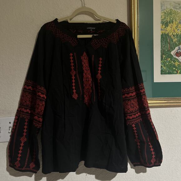 The Pyramid Collection Dark Art Embroidered Peasant Size XL 100% Cotton - Picture 2 of 6